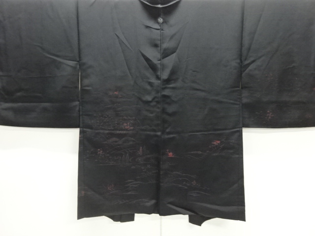 JAPANESE KIMONO / HAORI / SILK / WOVEN SCENERY / SINGLE CREST